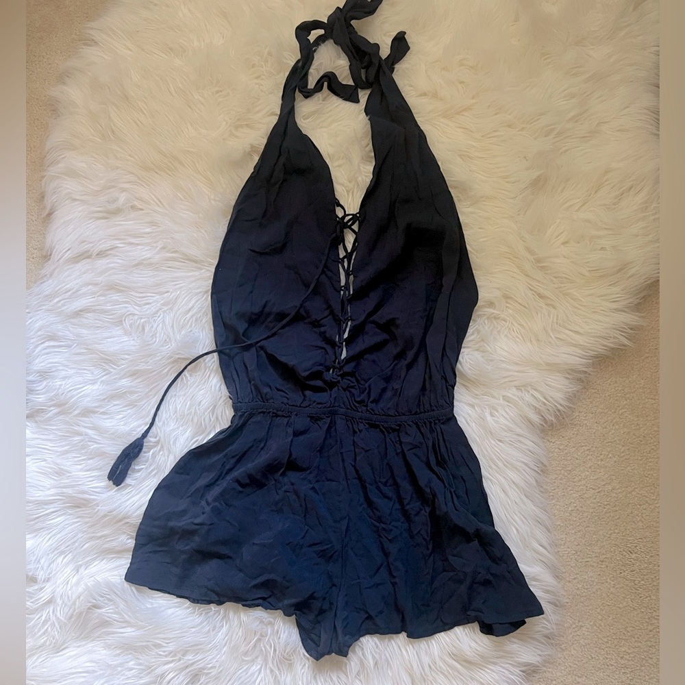 Indah Blue backless romper